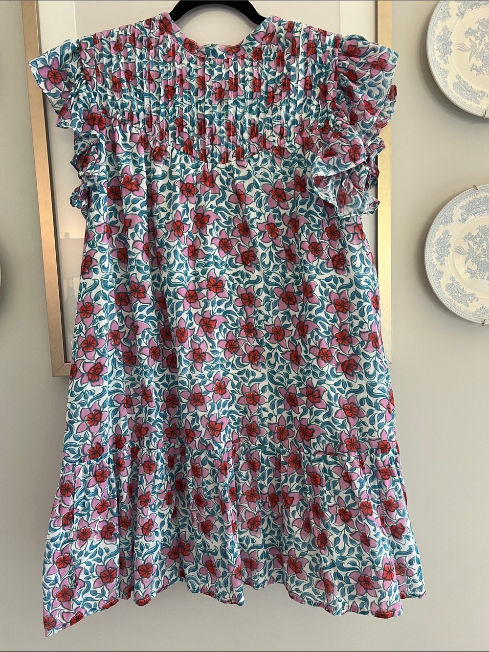 Oliphant Pink Floral Ruffle Sundress
